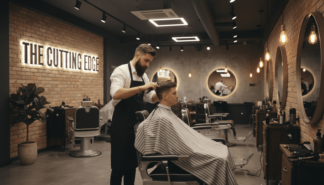 Professional barber giving a precise haircut to a satisfied customer in Jordan MVP Barbershop